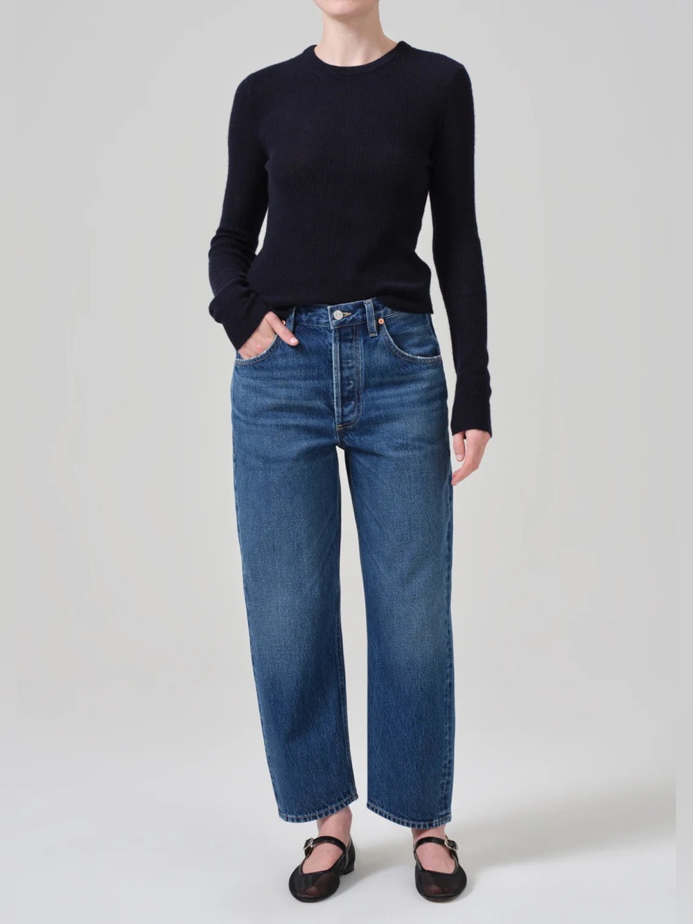 Citizens of Humanity Dahlia Bow Leg Baby Jeans Claremont Blue size 27 barrel